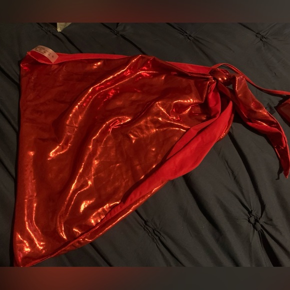 Vibrant Red Metallic One-Piece Swimsuit - Picture 2 of 7